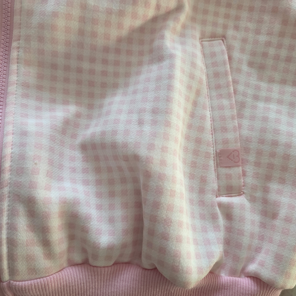 Target Blogilates Marshmallow Full Zip Hooded Sweatshirt Pink Gingham - Picture 5 of 7